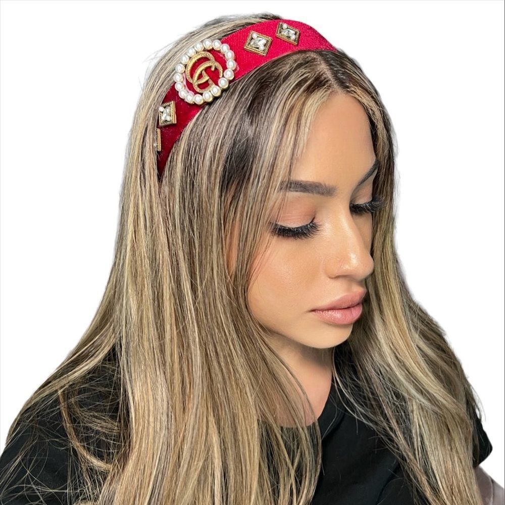 Velvet pearl headband GG